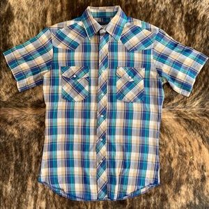 Vintage wrangler short sleeve pearl snap